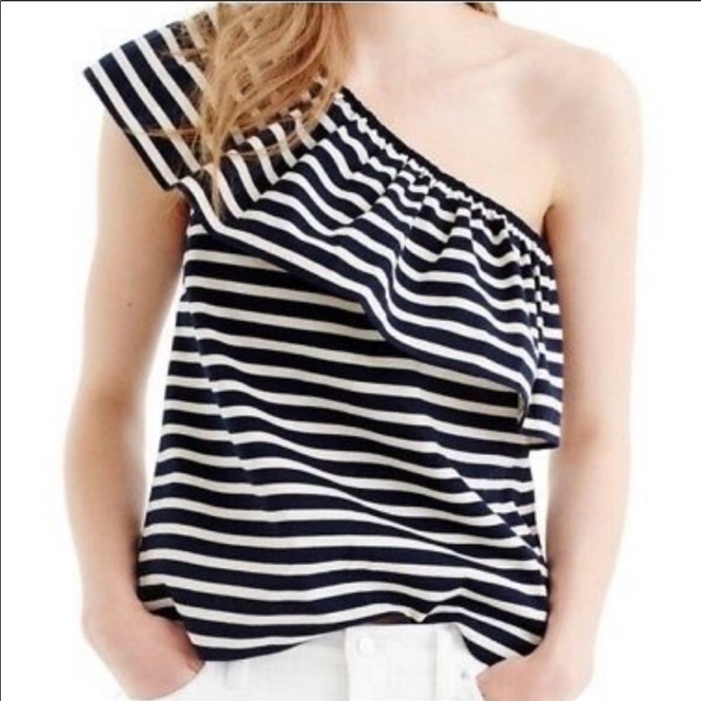 LAST ONE! J. Crew One Shoulder Striped Shirt NWT - Picture 6 of 6
